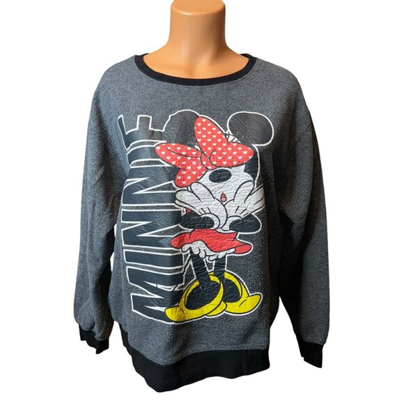 Disney Minnie Mouse Graphic Sweatshirt Pullover Womens Casual - Picture 1 of 7